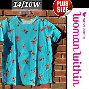 14/16 Plus S/S Waffle Floral Mint Green Thermal